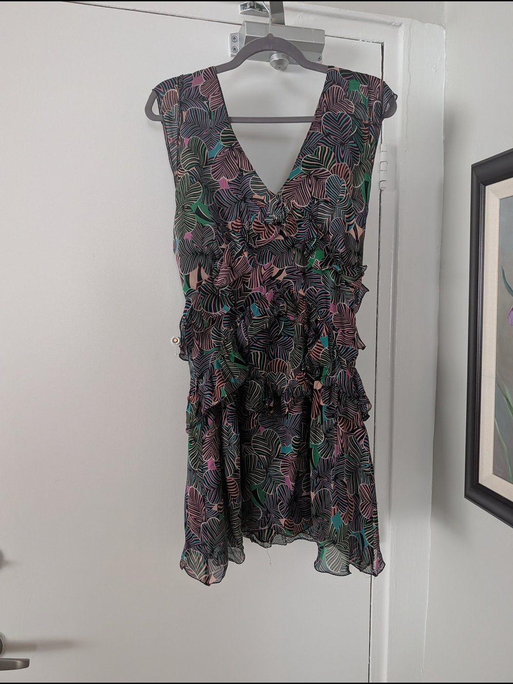 Marc Jacobs Silk Mini Dress with Multicolor Leaf Print